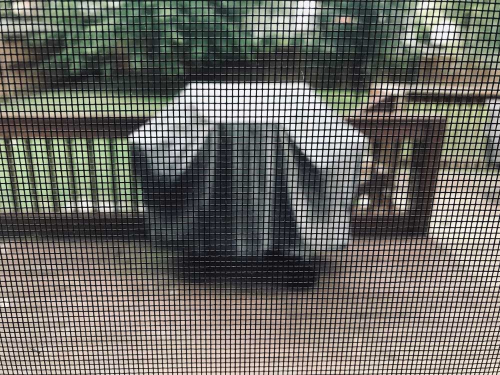 Close-up Of A Newly Cleaned Security Screen Door